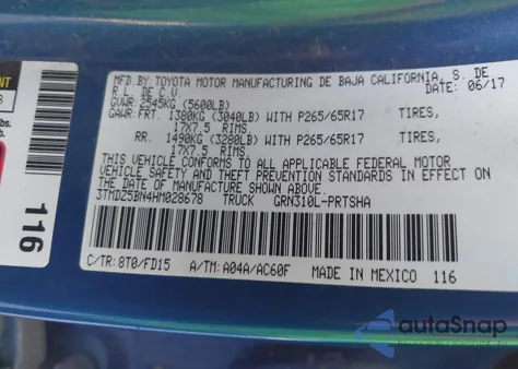 2017 Toyota Tacoma Trd Sport z USA, uszkodzony, nr VIN 3TMDZ5BN4HM028678